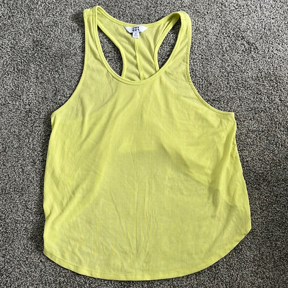 JoyLab Yellow Ribbed Racerback Workout Tank Top SIZE M
